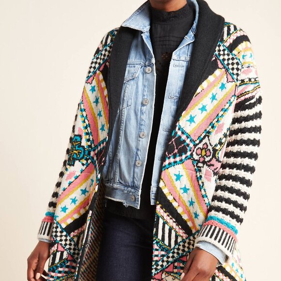 Aldomartins Sweaters - ANTHROPOLOGIE JOSEFANA JACQUARD SWEATER COAT by ALDOMARTINS